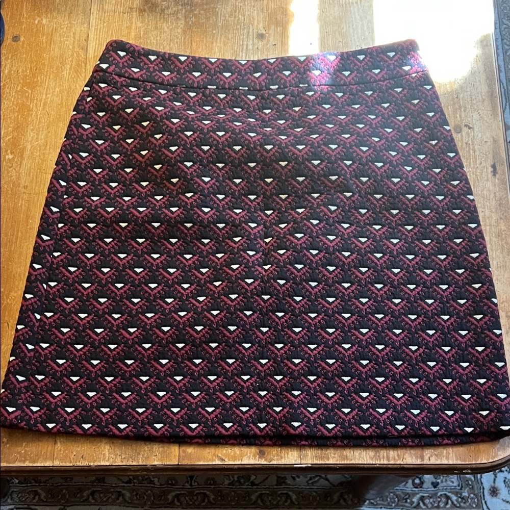 LOFT Black and Pink Geometric Mini Skirt